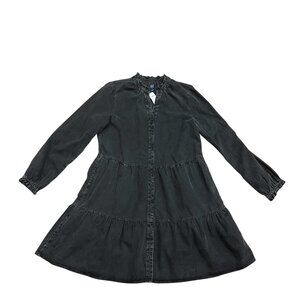 GAP Tiered Black Denim Long Sleeved Mini Dress, NWT, M